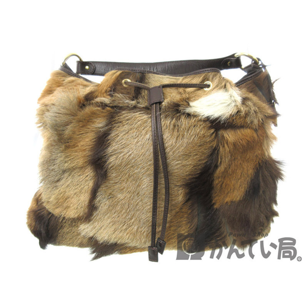 Fendi Fur One Handbag Brown Leather